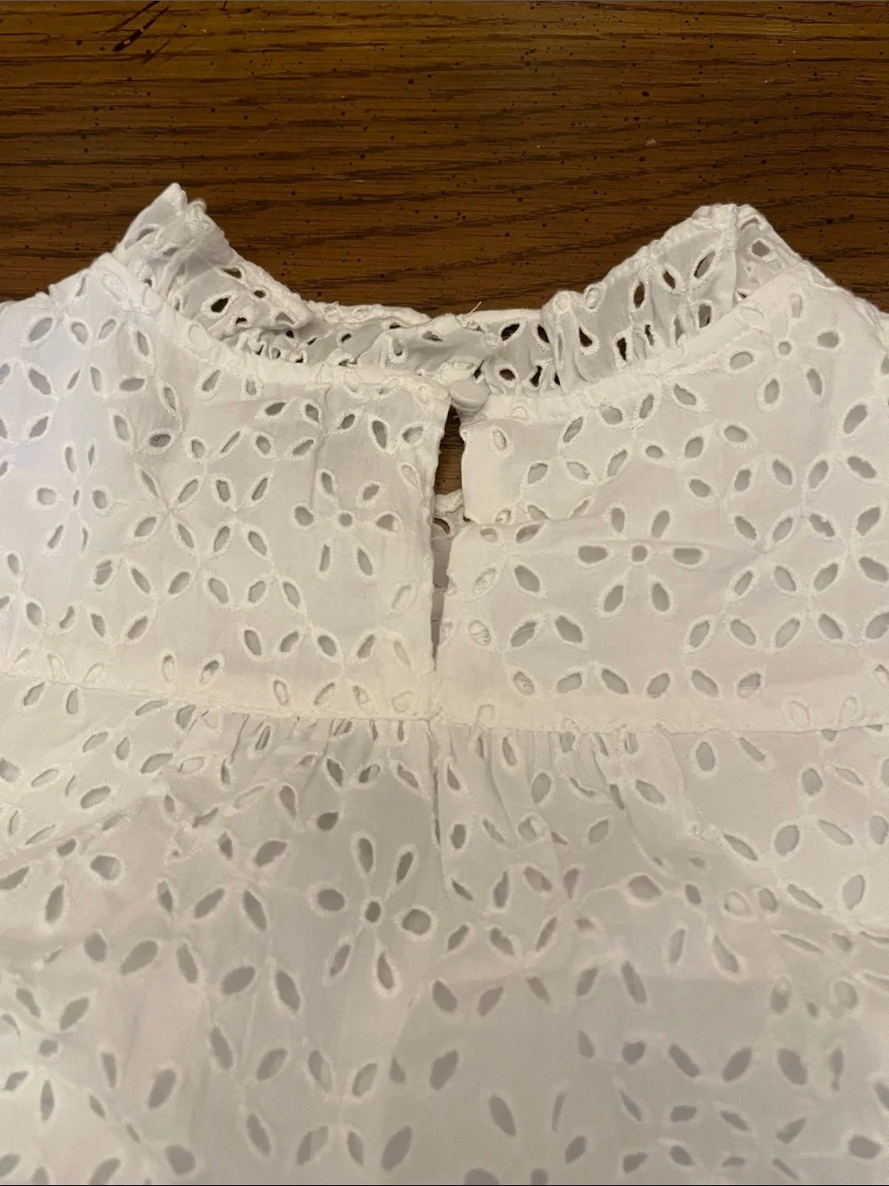 J Crew White Eyelet Puff Sleeve Blouse, size large, new with tags